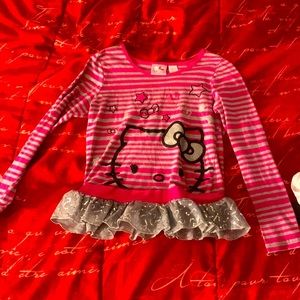 Girls size small striped, hello kitty shirt dress